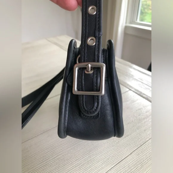 Vintage Coach Black Leather Top of Counter Compartment Bag #9167 with Hangtag - Picture 2 of 15